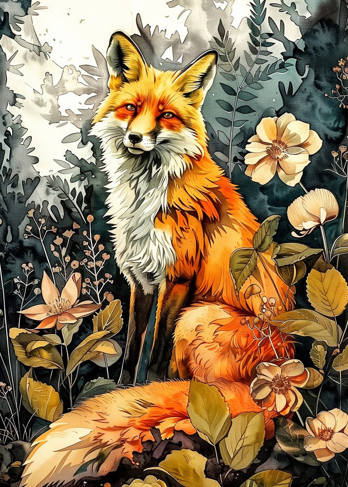 Animal watercolor art Fox 4