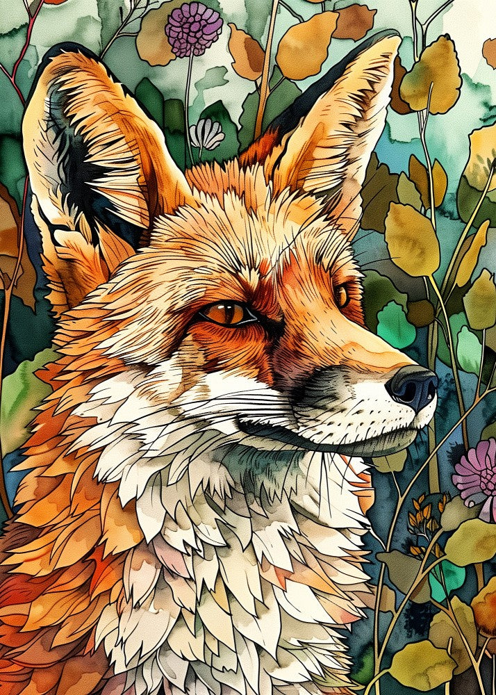Animal watercolor art Fox 5