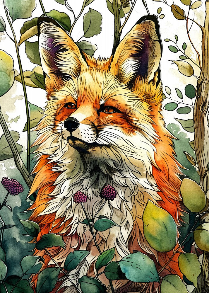 Animal watercolor art Fox 6