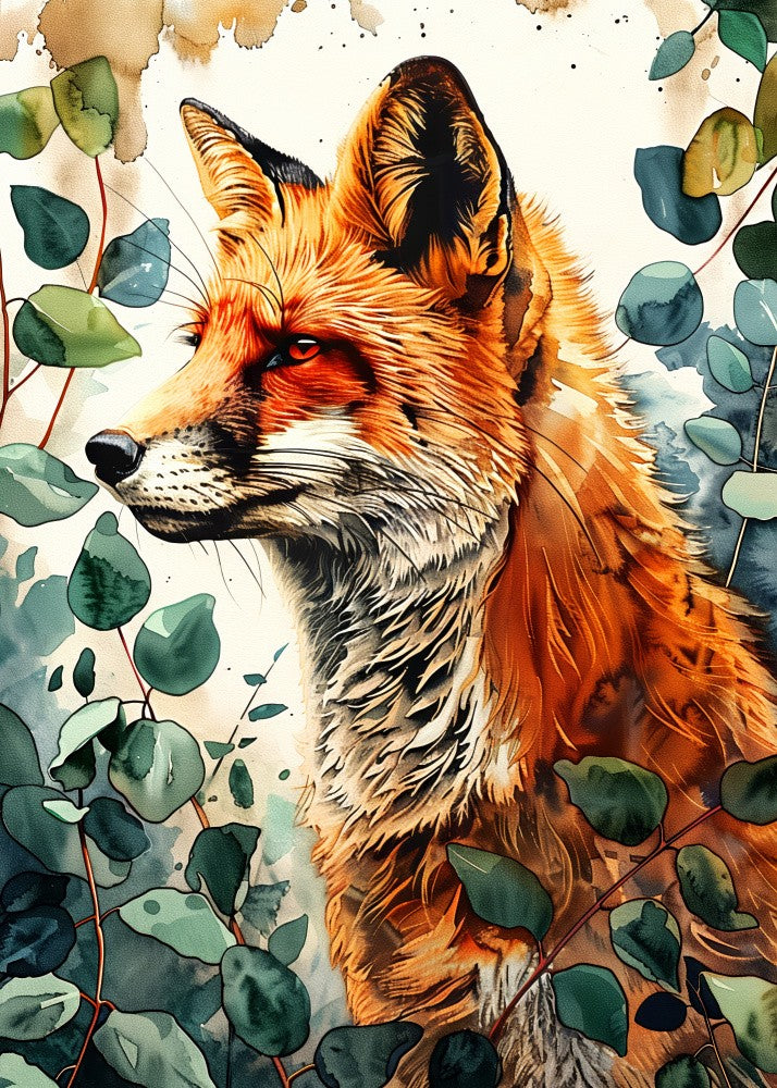 Animal watercolor art Fox 10