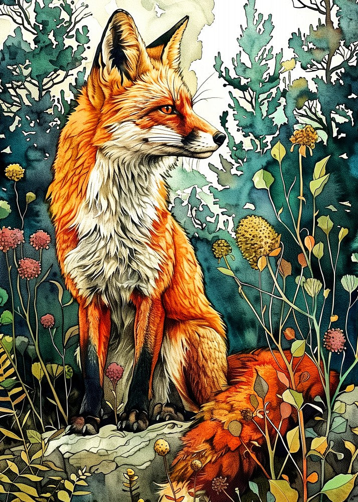 Animal watercolor art Fox 13