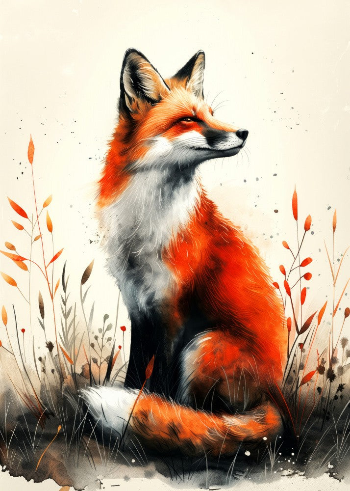 Animal watercolor art Fox 21