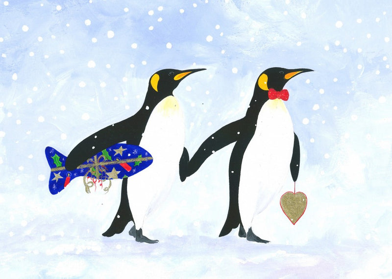 Two Penguins in a Snowy Landscape