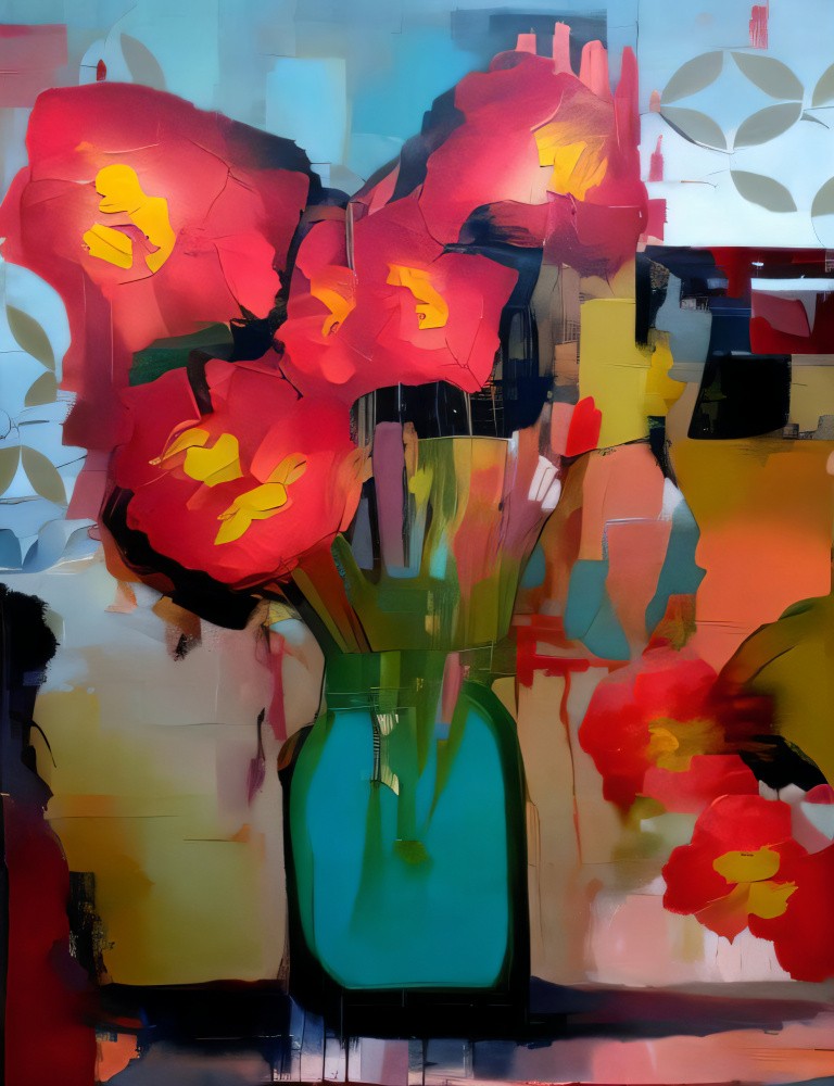 Eine Vase mit Blumen