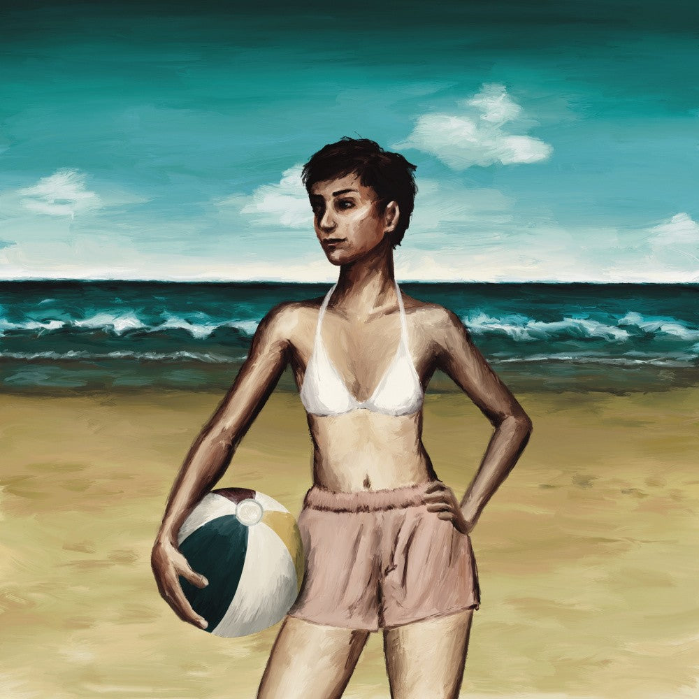 Frau mit Strandball