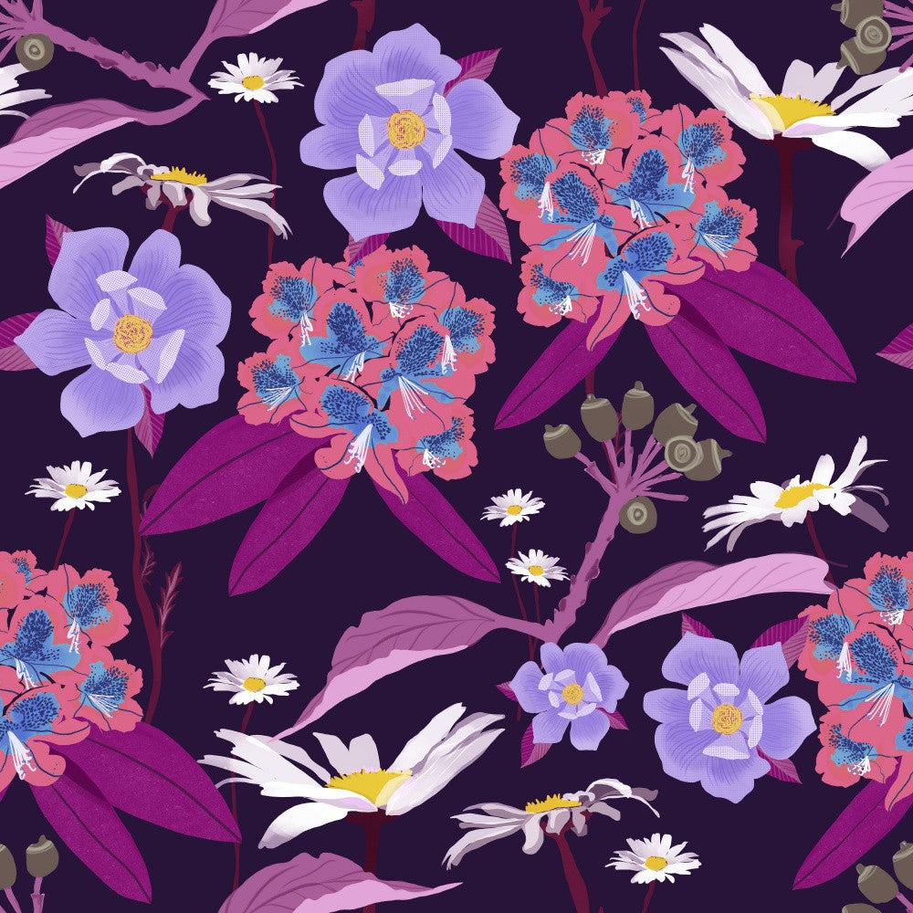 Rhododendren und Gänseblümchen