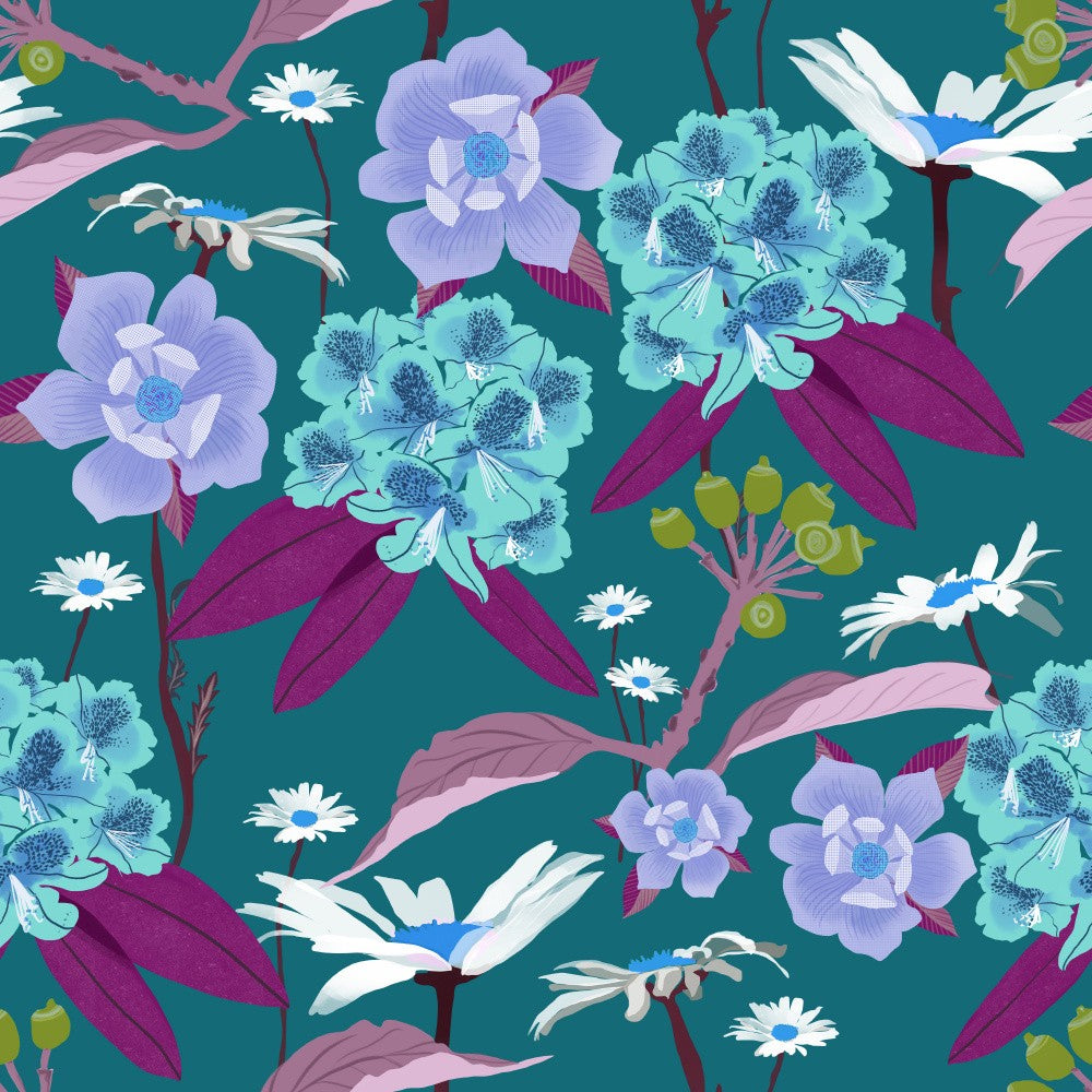 Rhododendrons and daisies