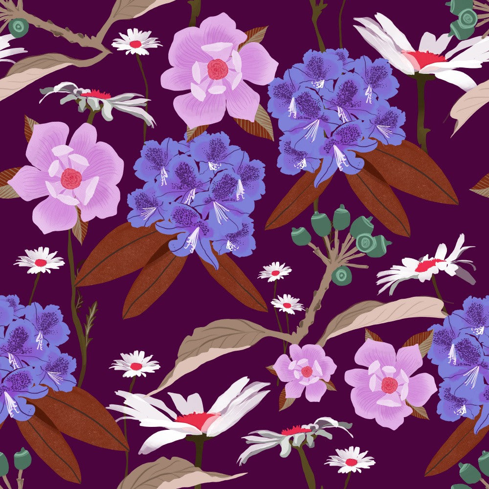 Rhododendren und Gänseblümchen