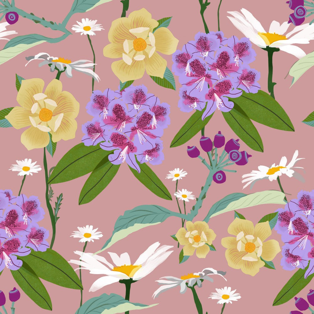 Rhododendrons and daisies