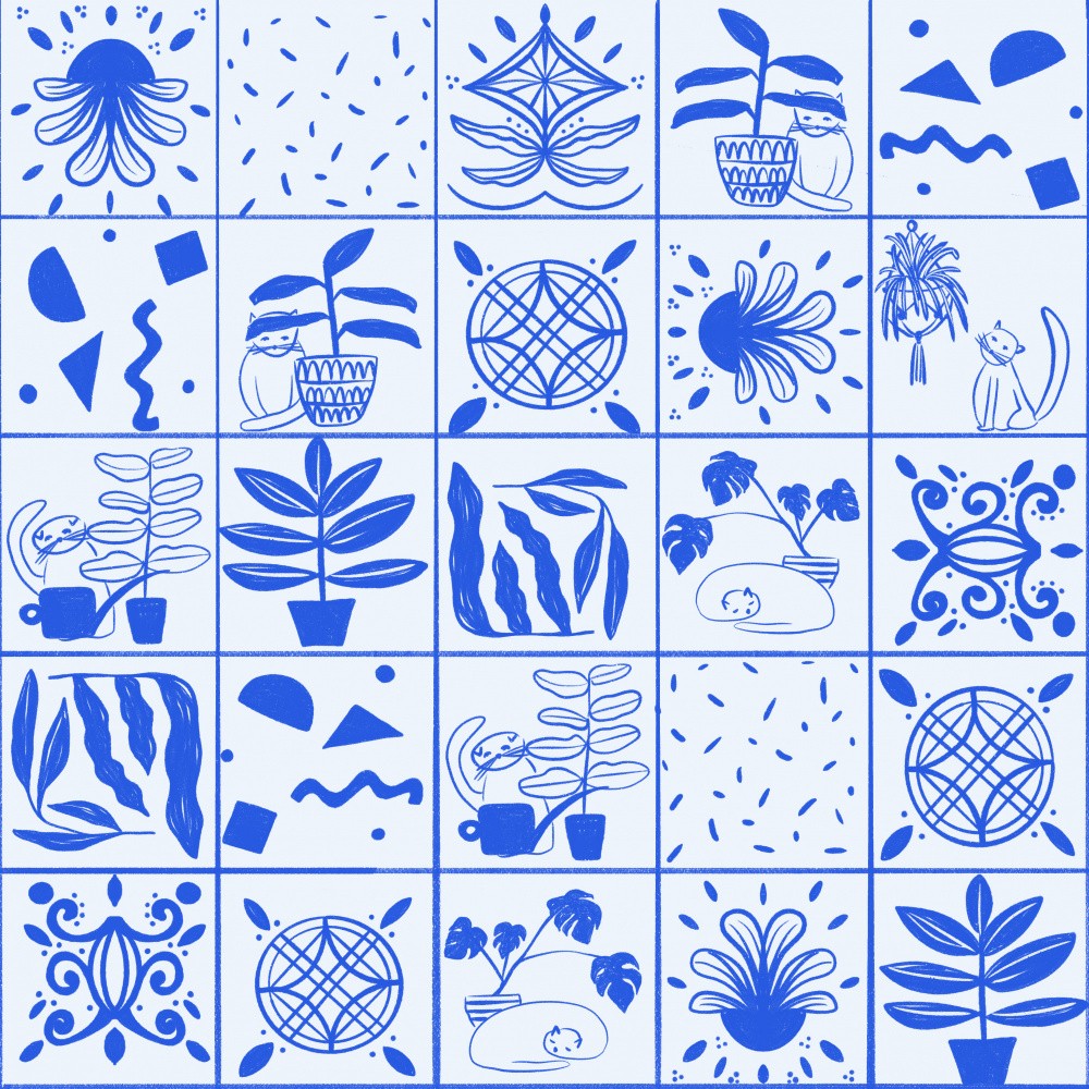 Blue White Tiles