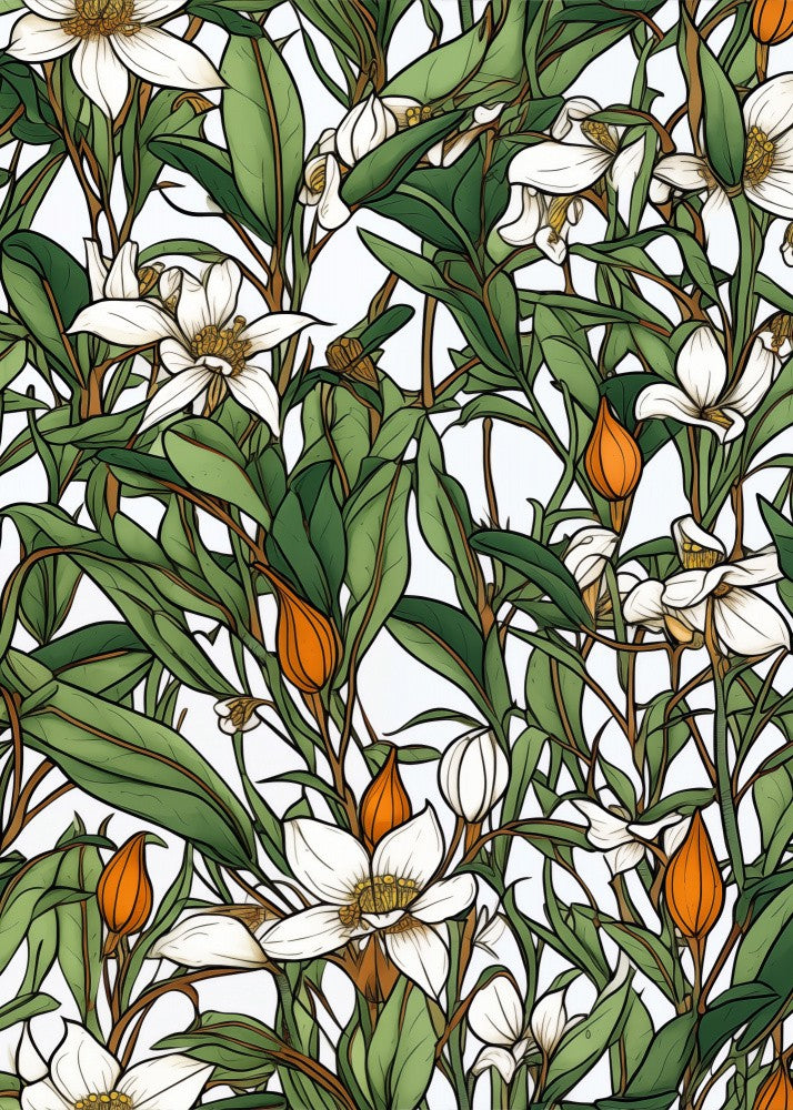 Nature Flowers and Leaves Watercolor Art (109)