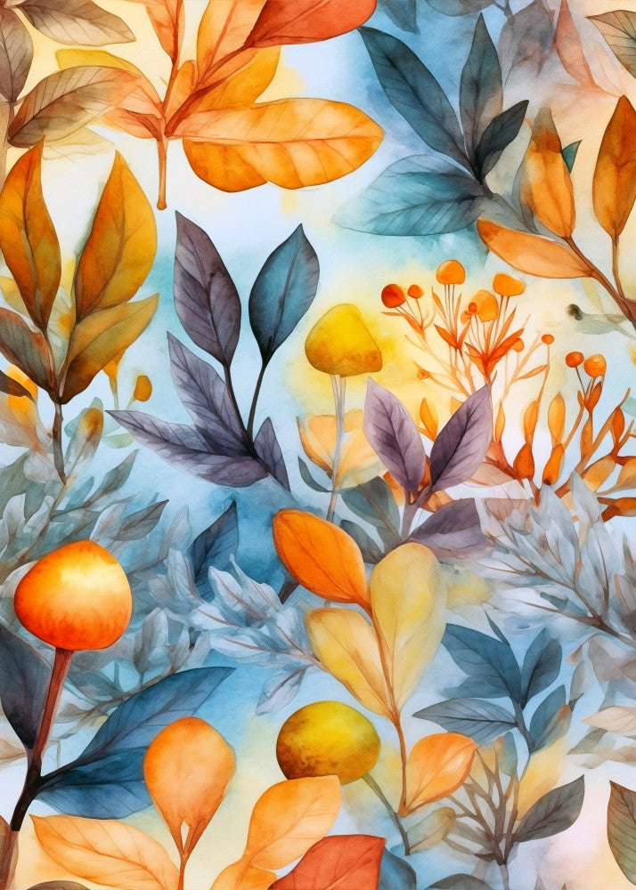 Nature Flowers and Leaves Watercolor Art (120)