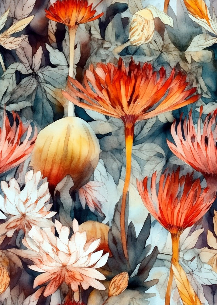 Nature Flowers and Leaves Watercolor Art (135)