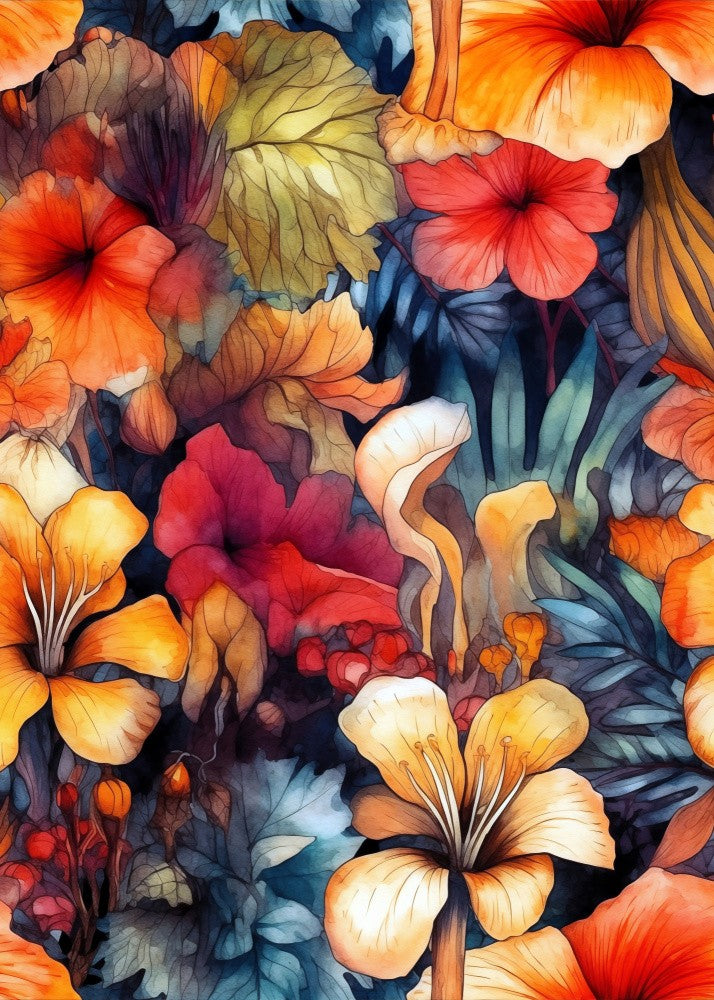 Nature Flowers and Leaves Watercolor Art (142)