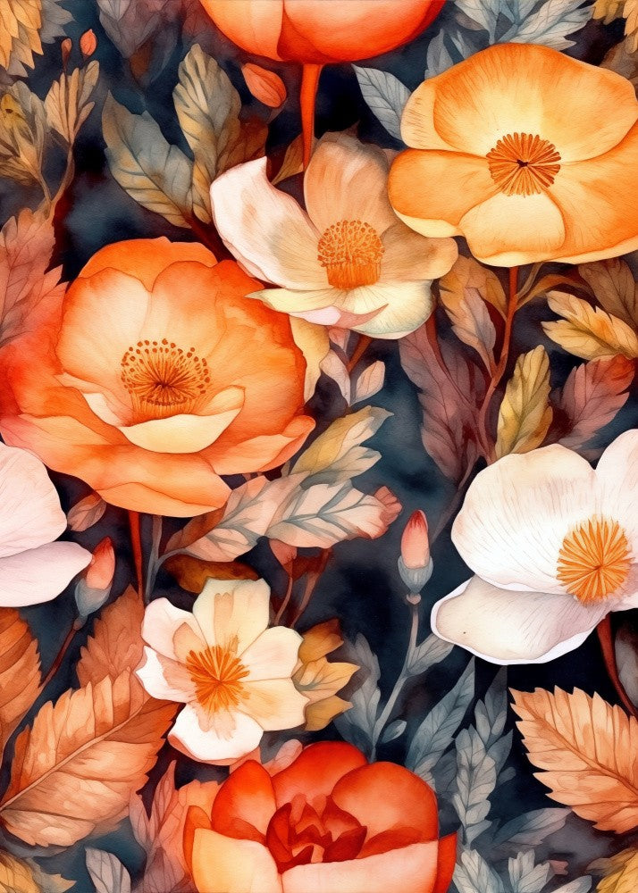 Nature Flowers and Leaves Watercolor Art (144)