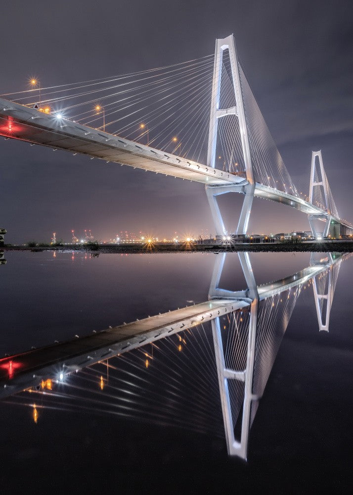 Night Bridge Reflection