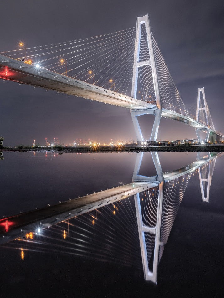 Night Bridge Reflection