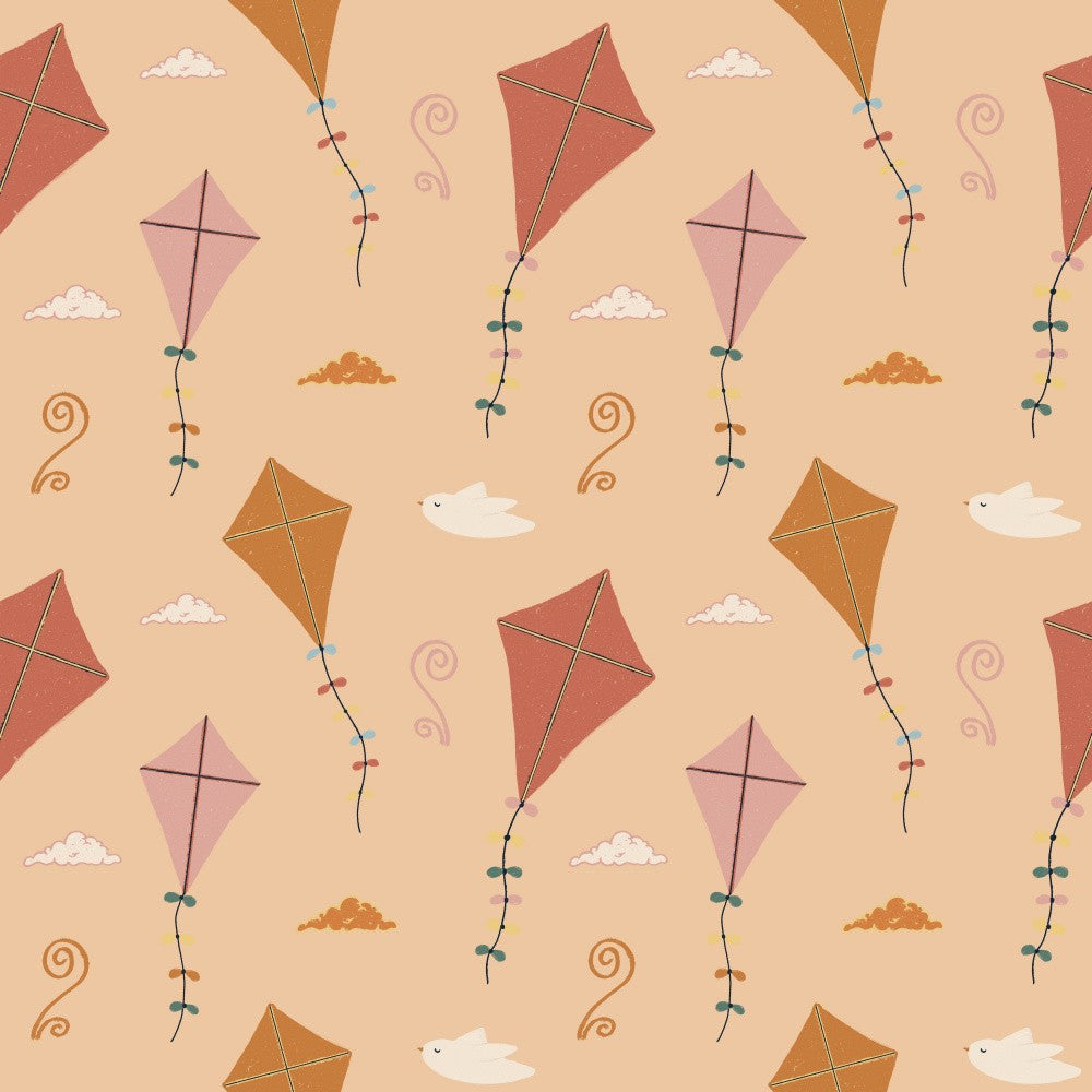 Orange kite repeat pattern