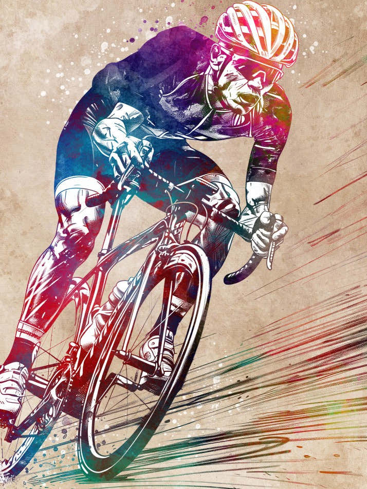 rennrad gemälde Farbiges Radfahrer-Gemälde Art Print by viart. – Fy!