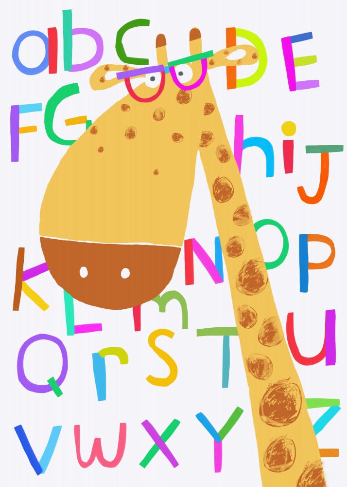 Cute Giraffe Wearing Glasses Alphabet Letters by Carla Daly