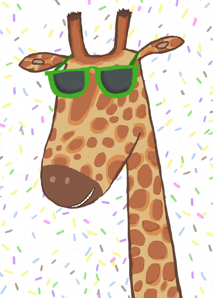 Funny Giraffe Wearing Glasses with Sprinkles by Carla Daly