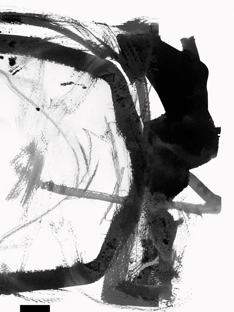 Black &amp; Grey Ink Abstract Art Print