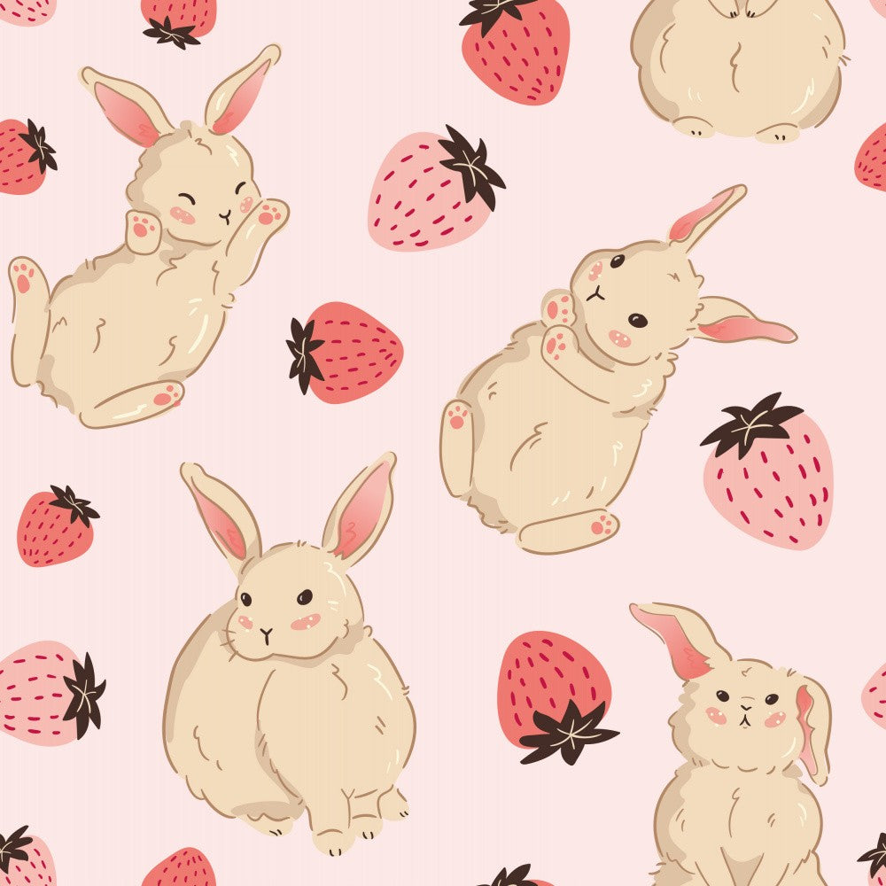 Süße Hasen mit Erdbeeren - Pink