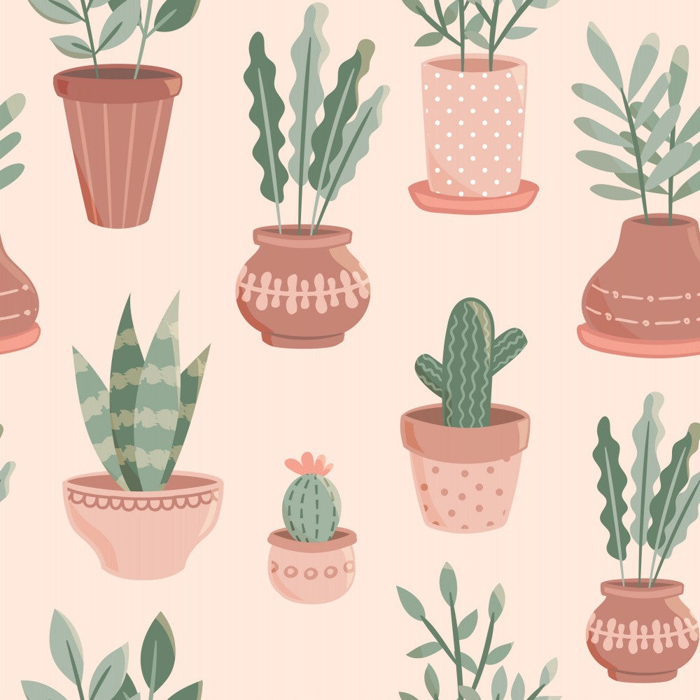 Cactus - Hauseplants Pattern - Beige