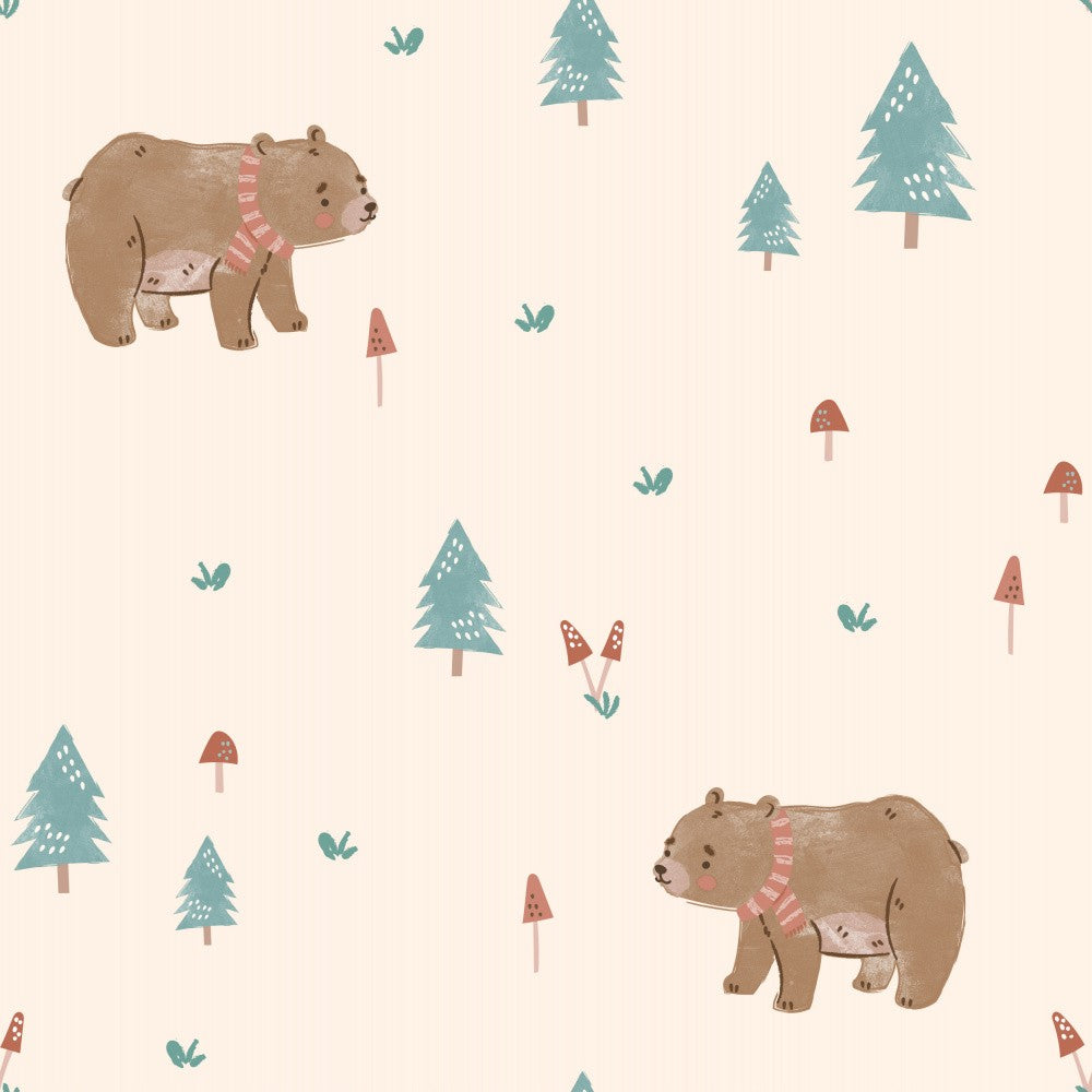 Cute Bears Among Forest Trees and Mountains 02