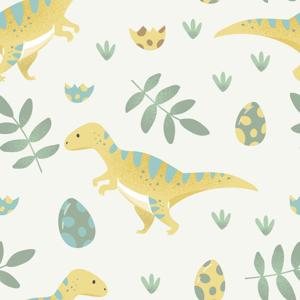 Dinosaures dans un parc exotique avec des palmiers - Vert