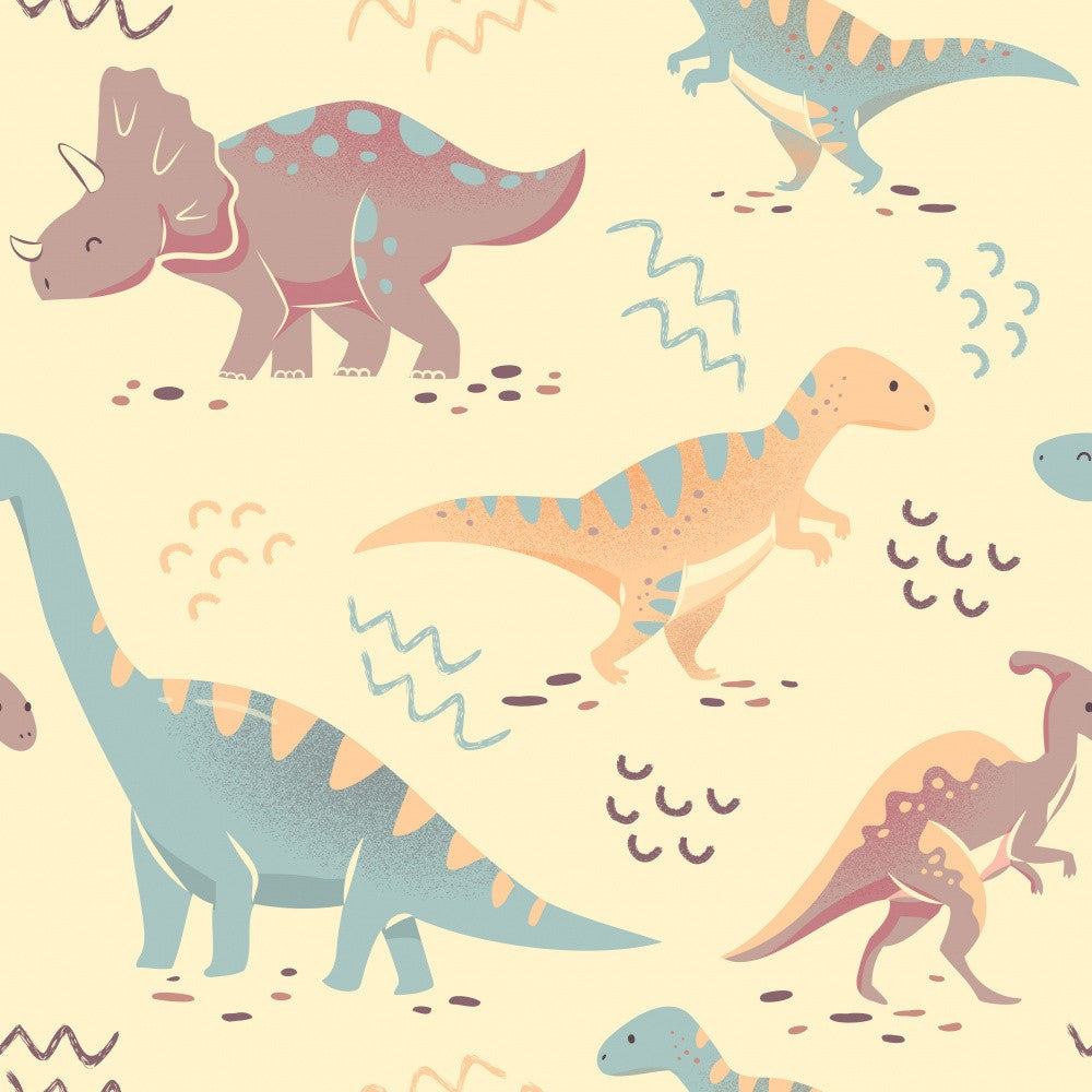 Dinosaurier in einem exotischen Park mit Palmen - Gelb 02