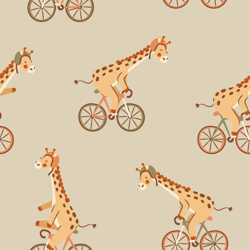 Giraffes Riding Bicycles - Green