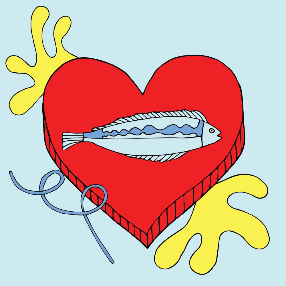 Fish on a heart