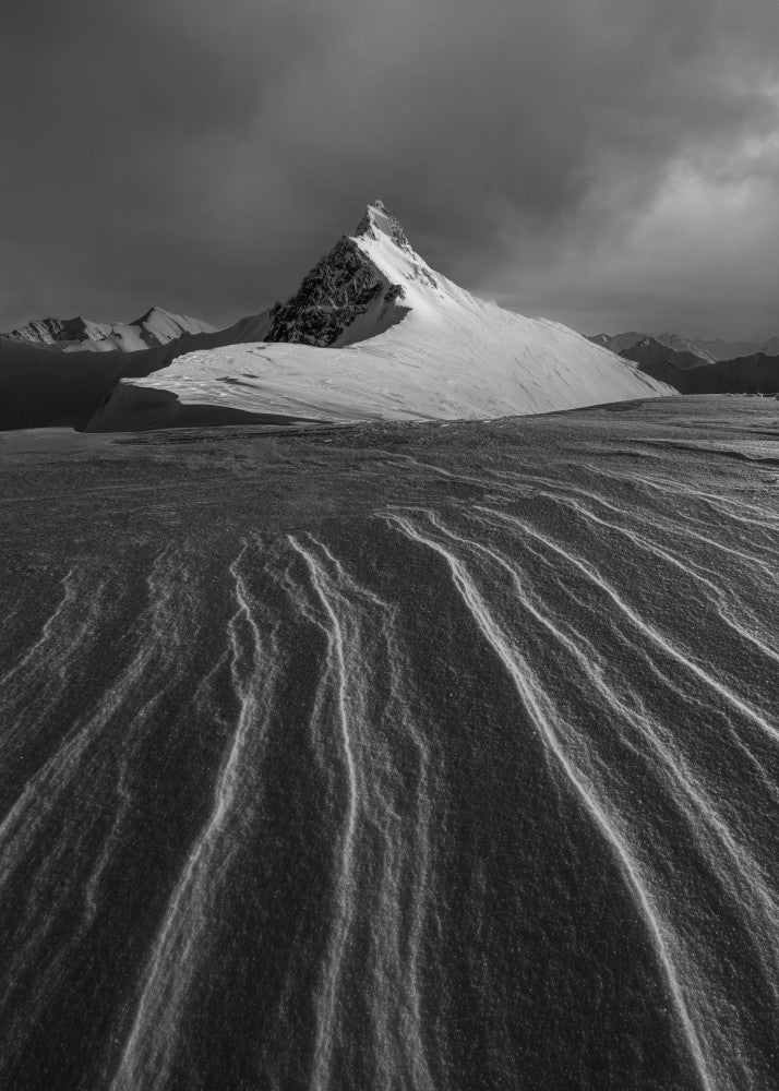 Ice lines on snow mountain