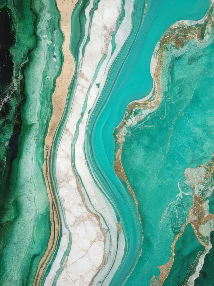Green And Turquoise Patterns With Marbled Textures