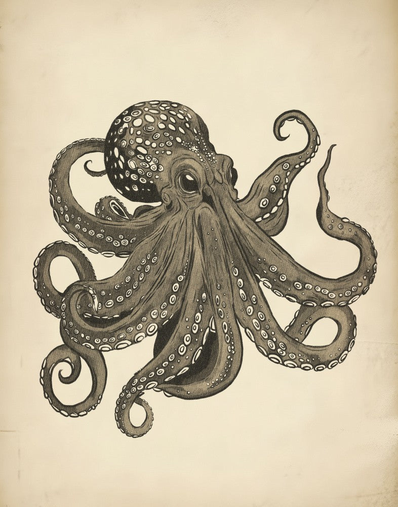 Octopus vintage handpainted