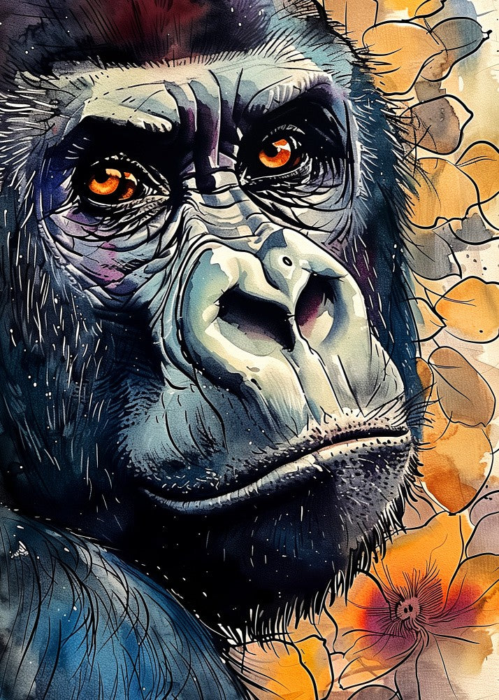 Gorilla Watercolor Animal Art