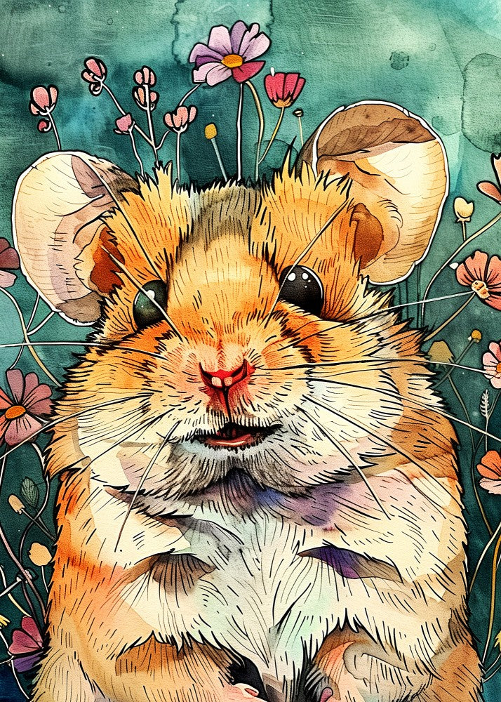 Hamster  Watercolor Animal Art