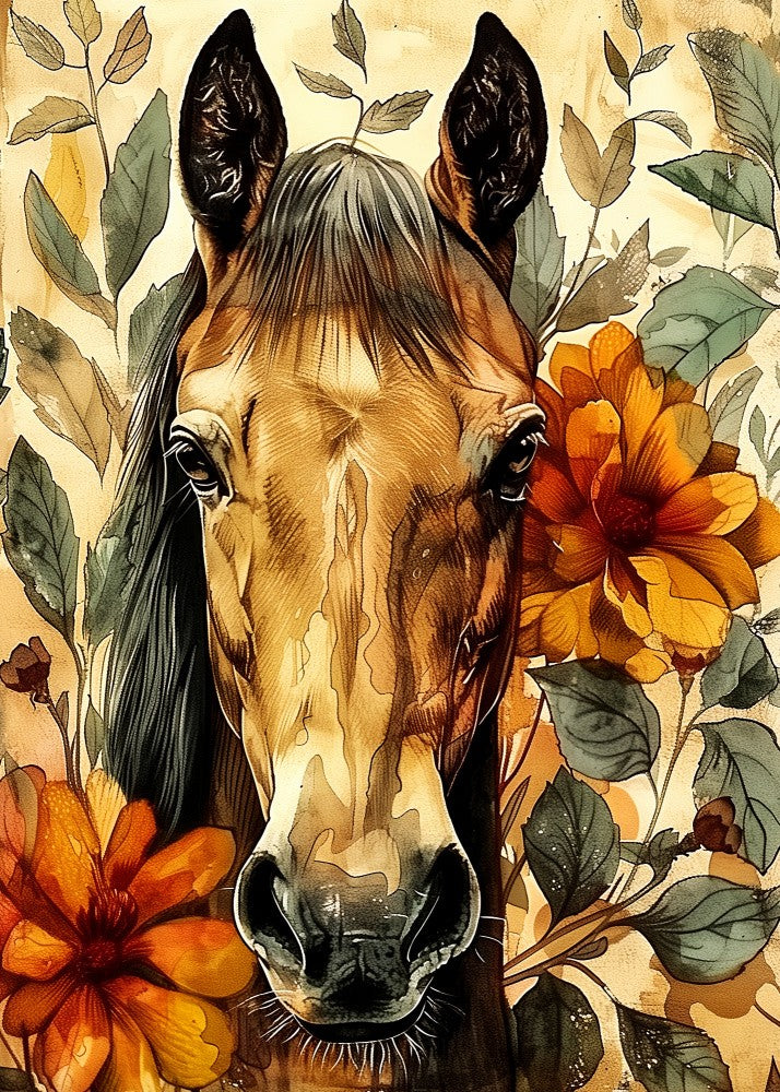 Horse Watercolor Animal Art