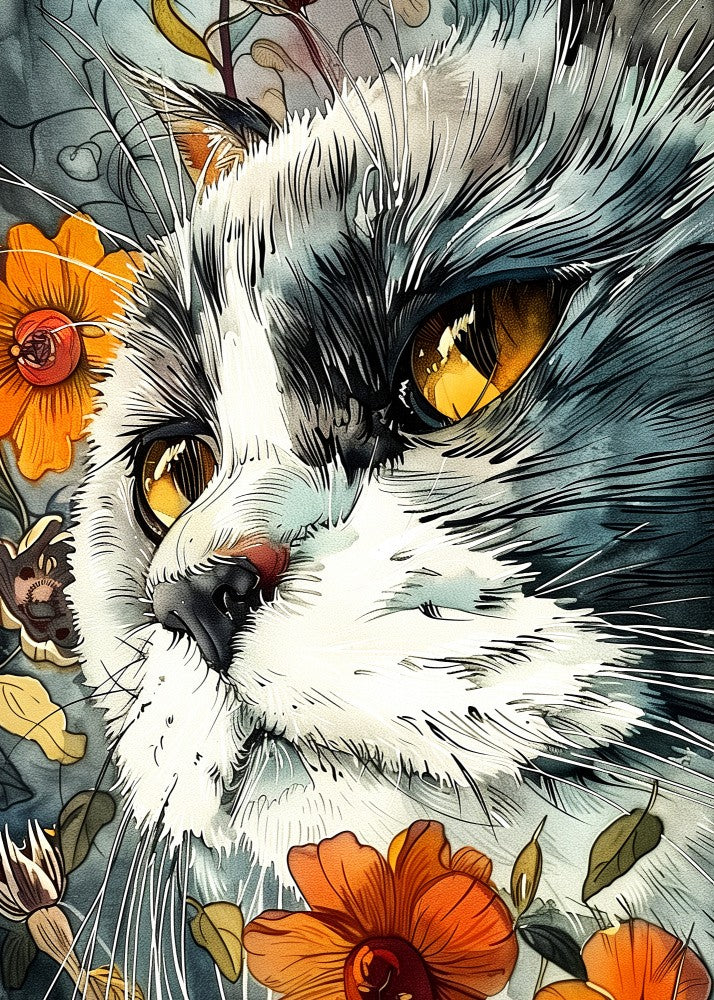 Kitty Watercolor Animal Art