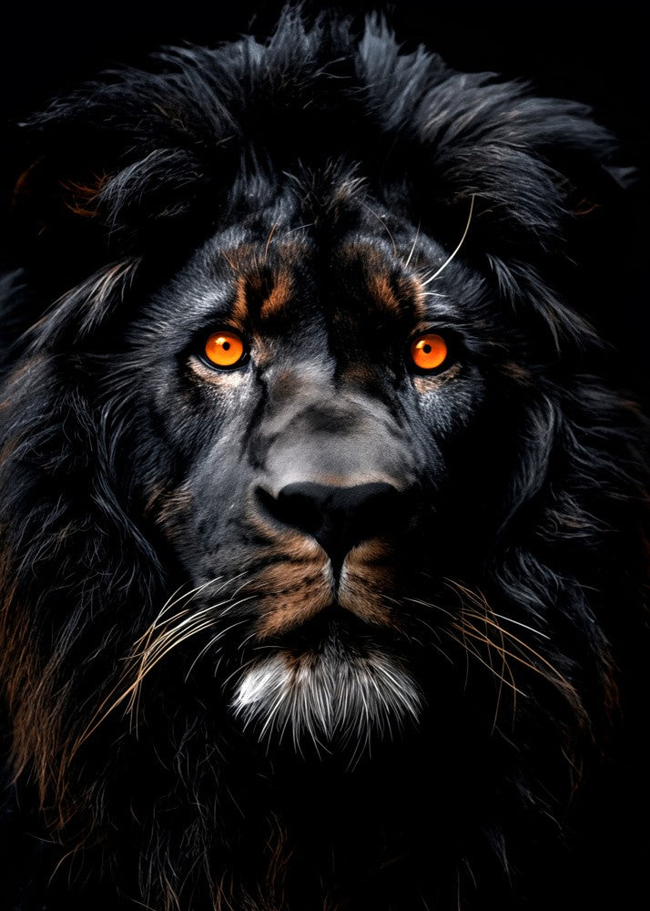 Lion Black  Watercolor Animal Art