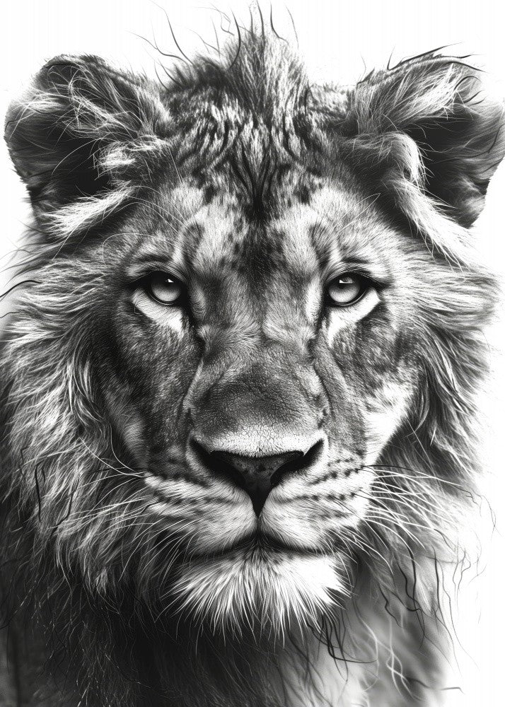 Lion Black and White