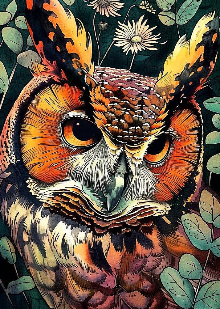 Owl  Watercolor Animal Art