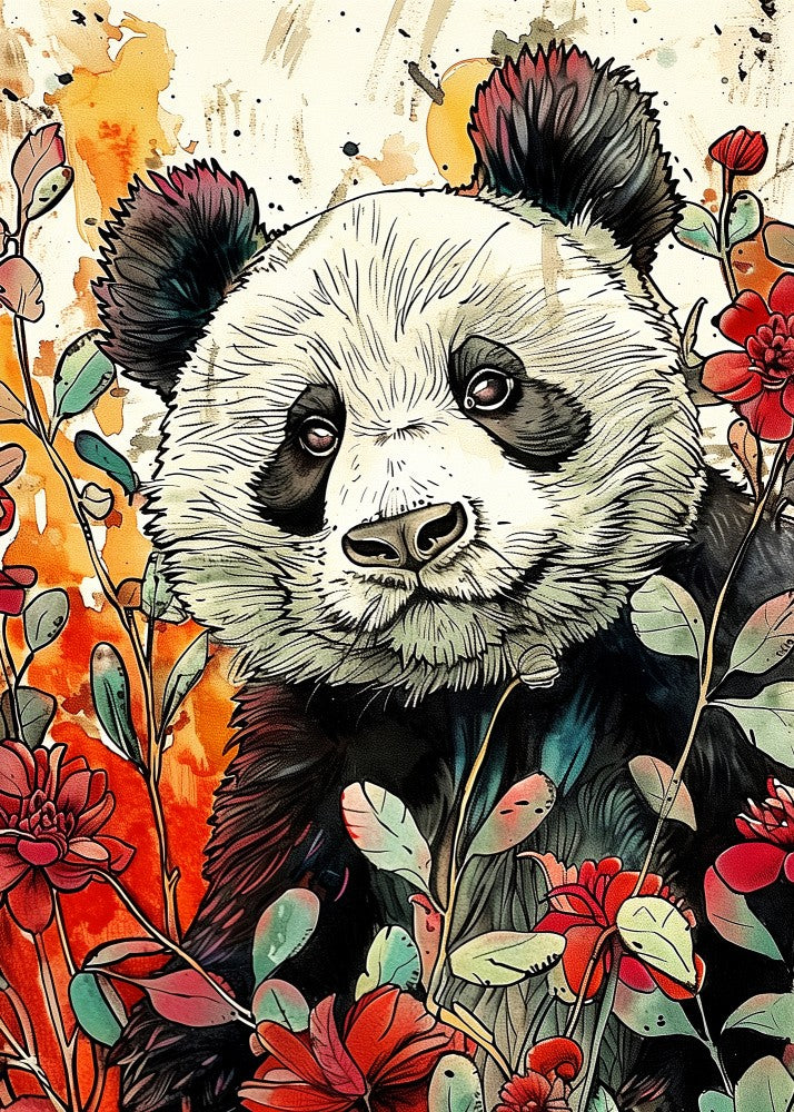 Panda  Watercolor Animal Art