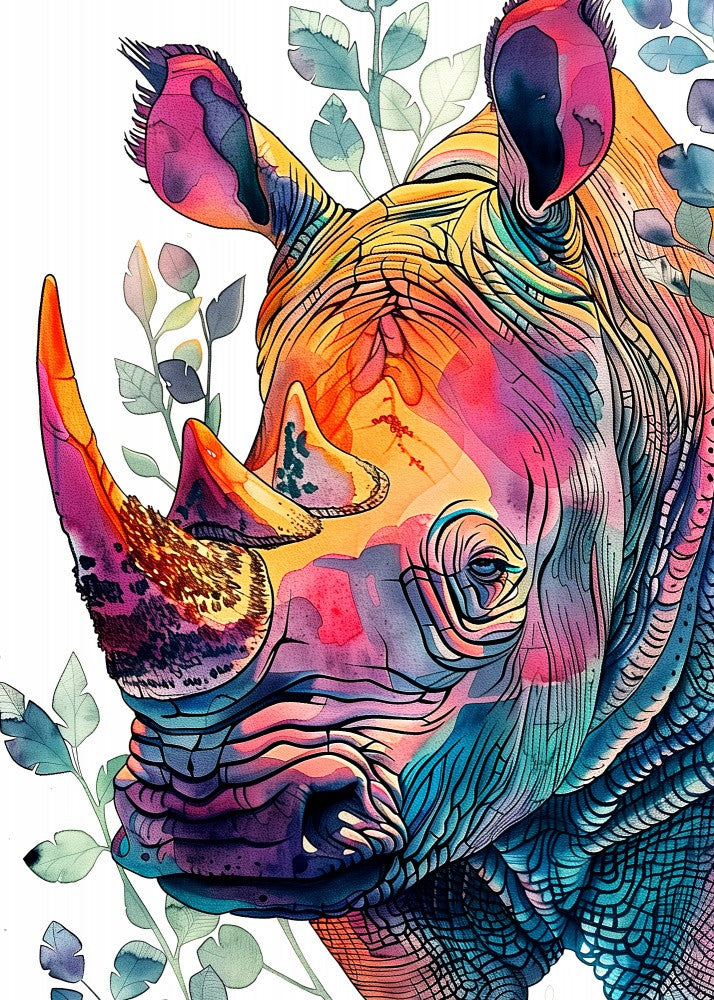 Rhino 1 Watercolor Animal Art