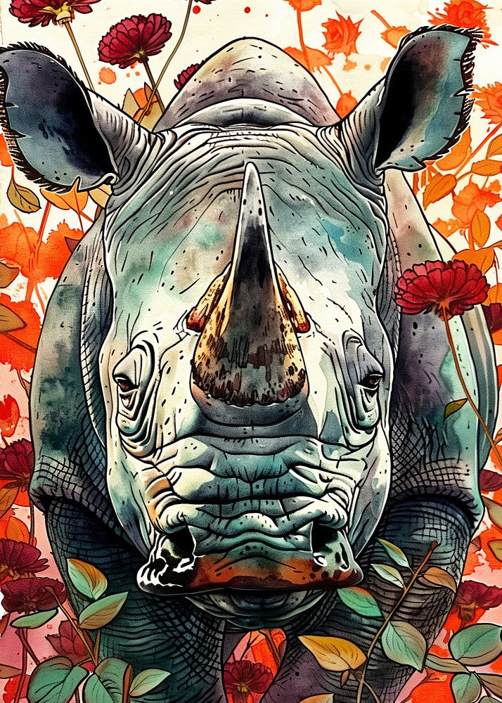 Rhino 2 Watercolor Animal Art