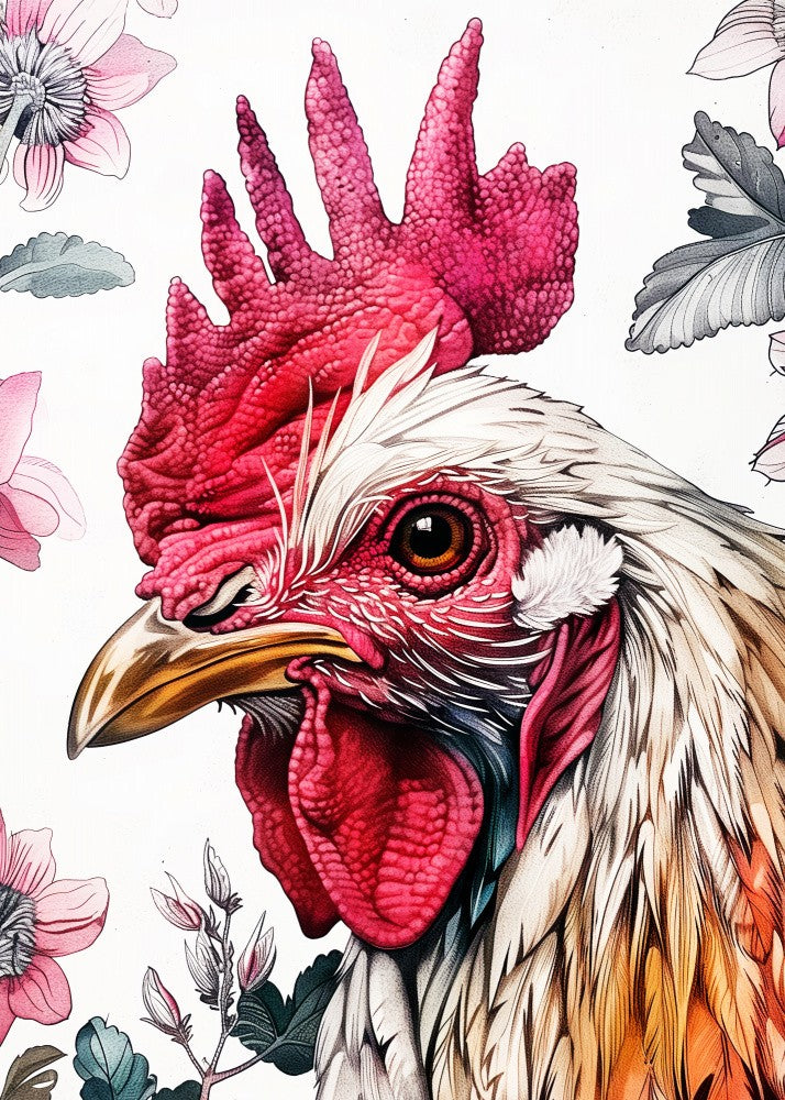 Rooster 1 Watercolor Animal Art