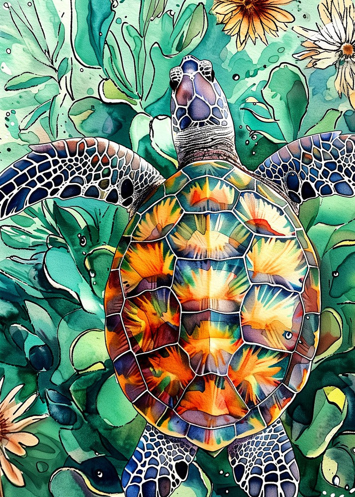 Turtle  Watercolor Animal Art