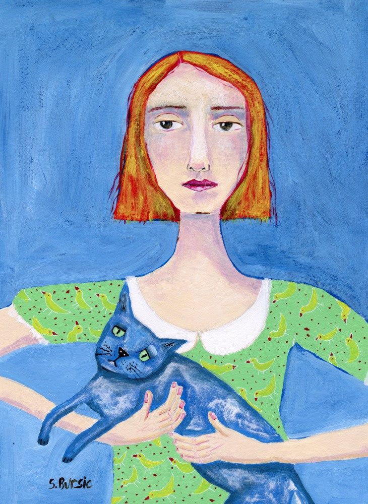 Lady with the Blue Cat