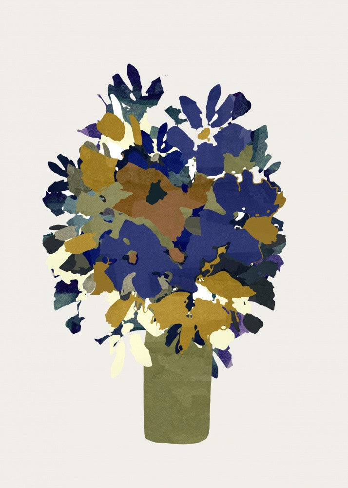 Blue and Brown Flowers In Vase